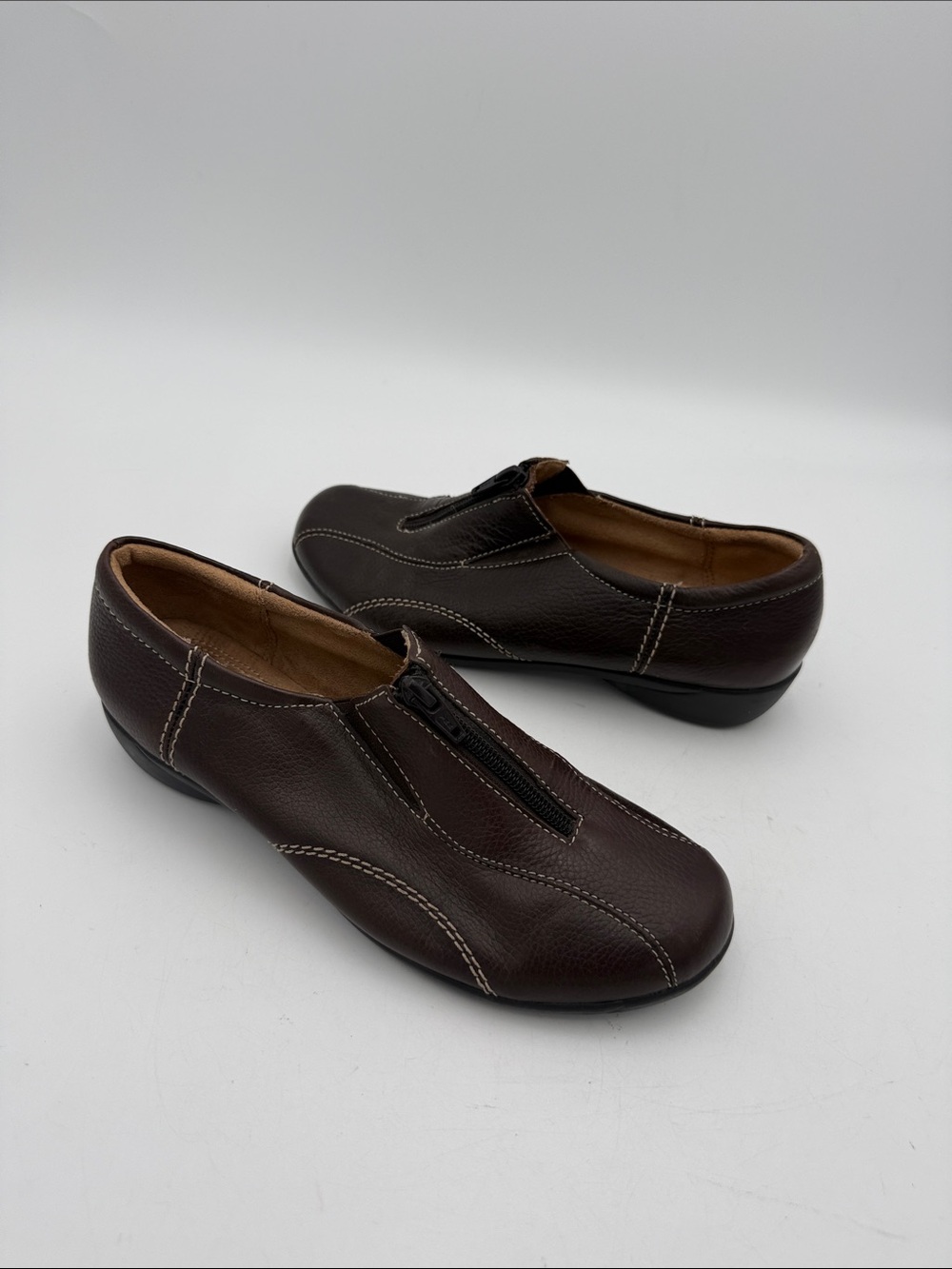Naturalizer Men's Dark Brown Front-Zip Slip-On Loafers women 8M casual office